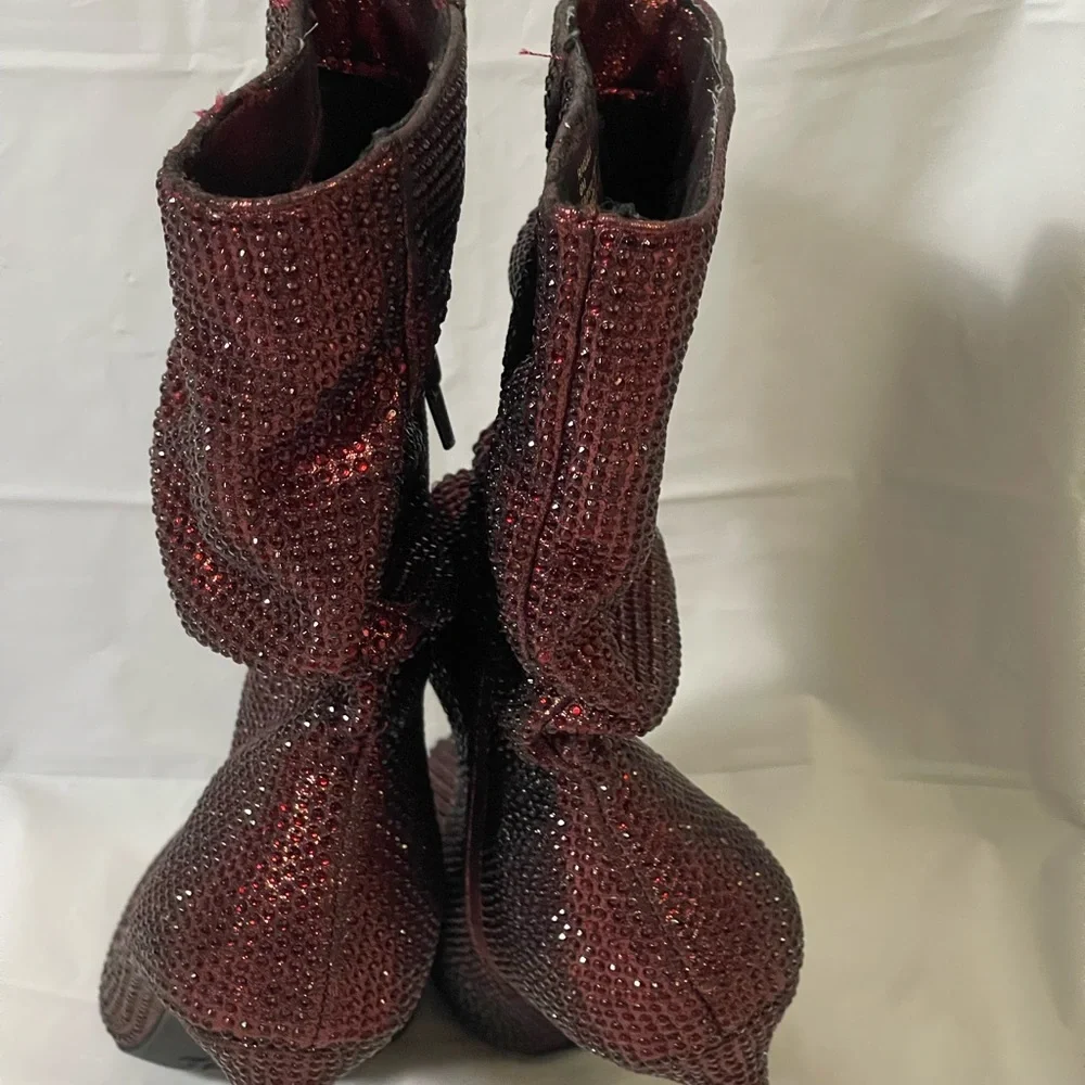 Thalia Sodi red studded sparkling boots, NWT, size 6 - Picture 7 of 8